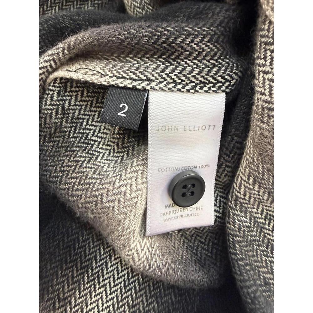 John Elliot Brushed Flannel Button Up Shirt White Black Plaid Medium - Picture 4 of 6